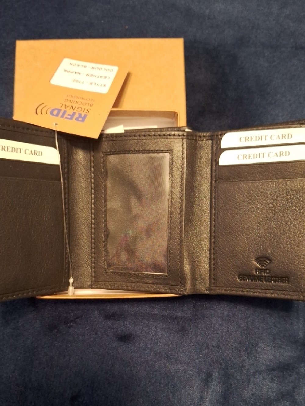 Men's Black NAPPA Leather Bi-Fold Wallet - Picture 3 of 6
